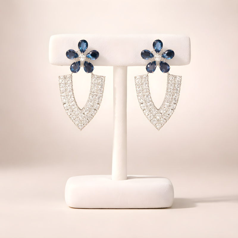 NNET001 ZYN V-Flower Ear Tops – Silver Plated