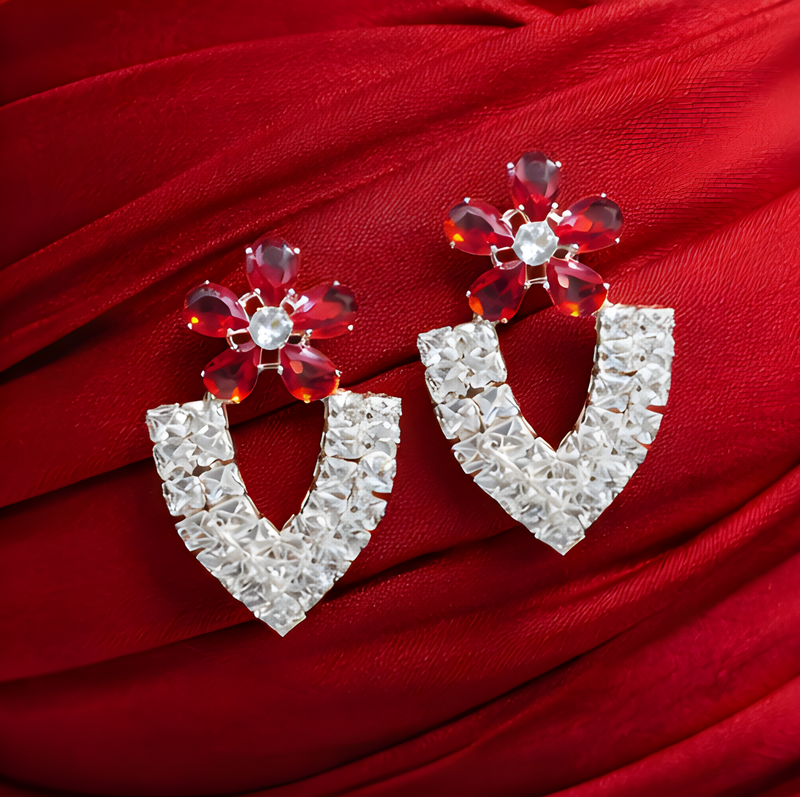 NNET001 ZYN V-Flower Ear Tops – Silver Plated