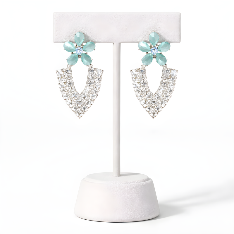 NNET001 ZYN V-Flower Ear Tops – Silver Plated