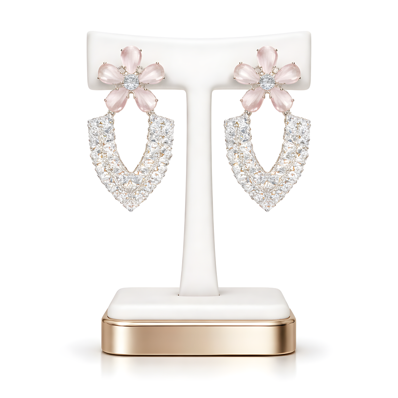 NNET001 ZYN V-Flower Ear Tops – Silver Plated