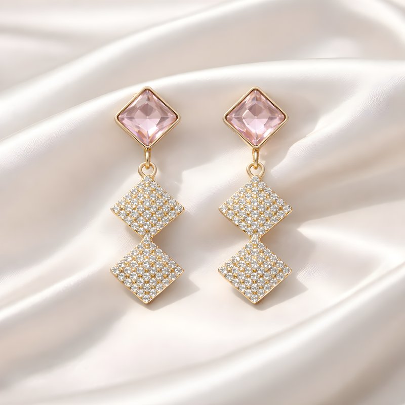 NNED002 ZYN Pearl Square Drop Earrings