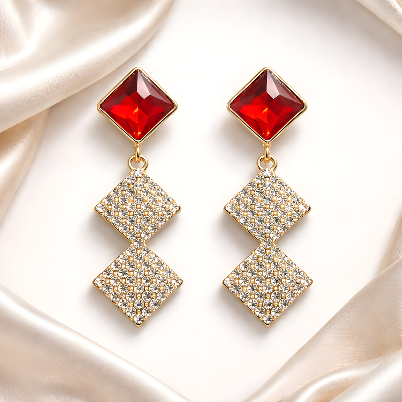 NNED002 ZYN Pearl Square Drop Earrings