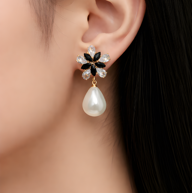 NNED003 ZYN Flower & Peral Drop Earrings