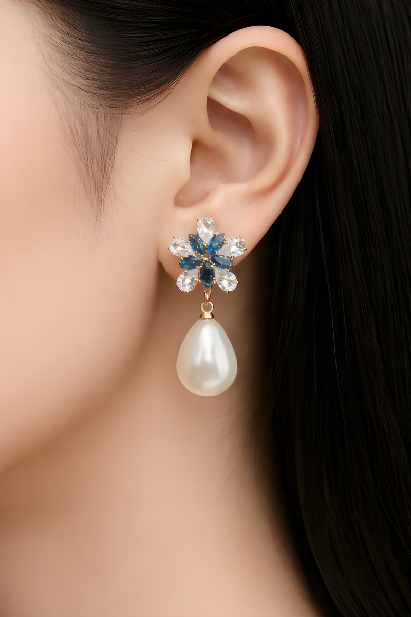 NNED003 ZYN Flower & Peral Drop Earrings