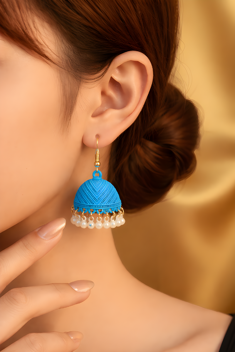 NNCJ001 ZYN Pearl Drop Filigree Jhumki