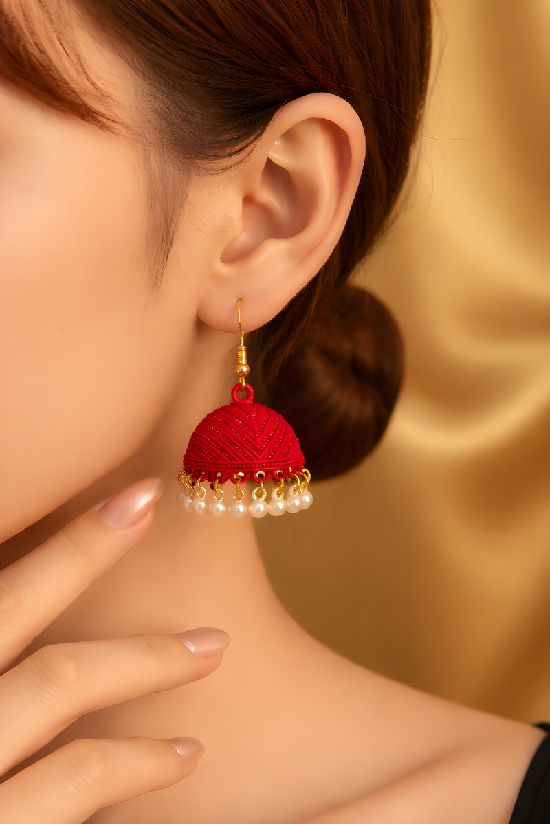 NNCJ001 ZYN Pearl Drop Filigree Jhumki