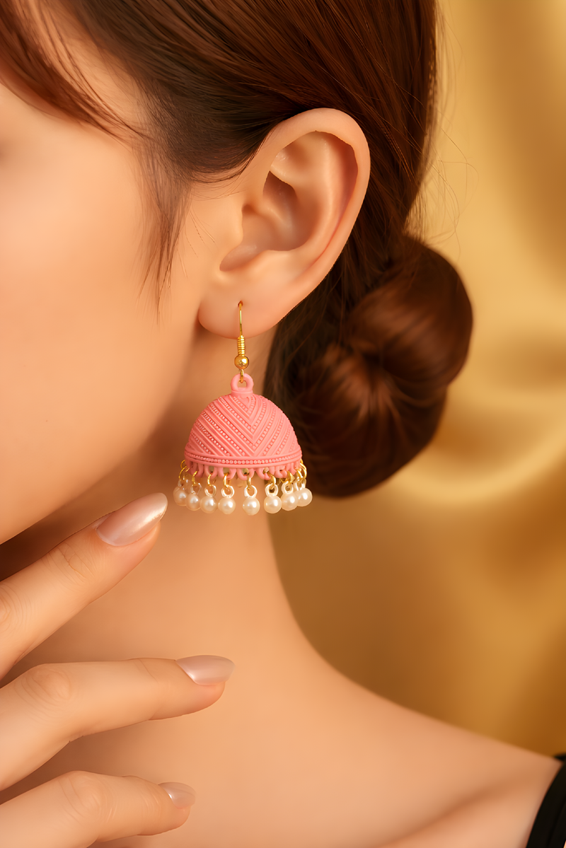 NNCJ001 ZYN Pearl Drop Filigree Jhumki