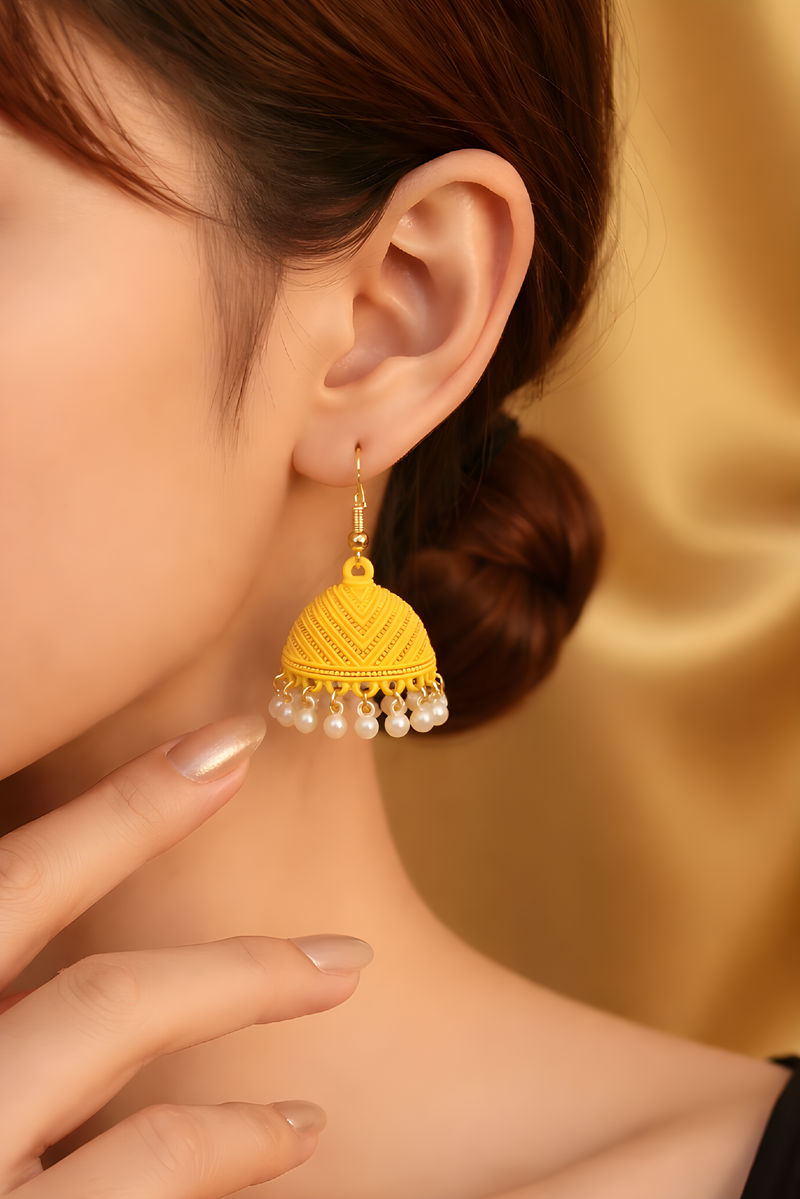 NNCJ001 ZYN Pearl Drop Filigree Jhumki