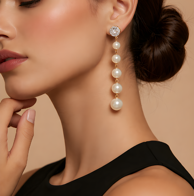 NNED009 ZYN Round 5-Pearl Drop Earrings