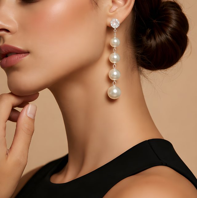 NNED009 ZYN Round 5-Pearl Drop Earrings