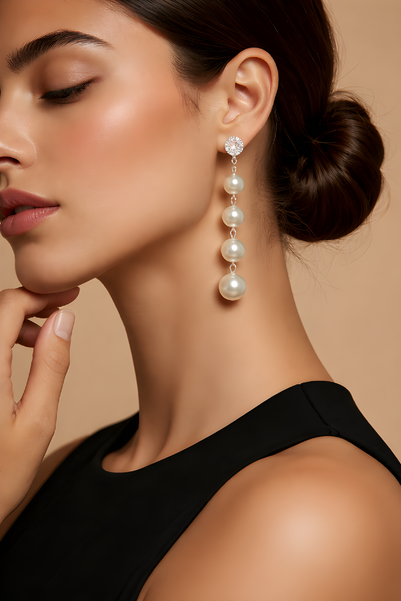 NNED009 ZYN Round 5-Pearl Drop Earrings