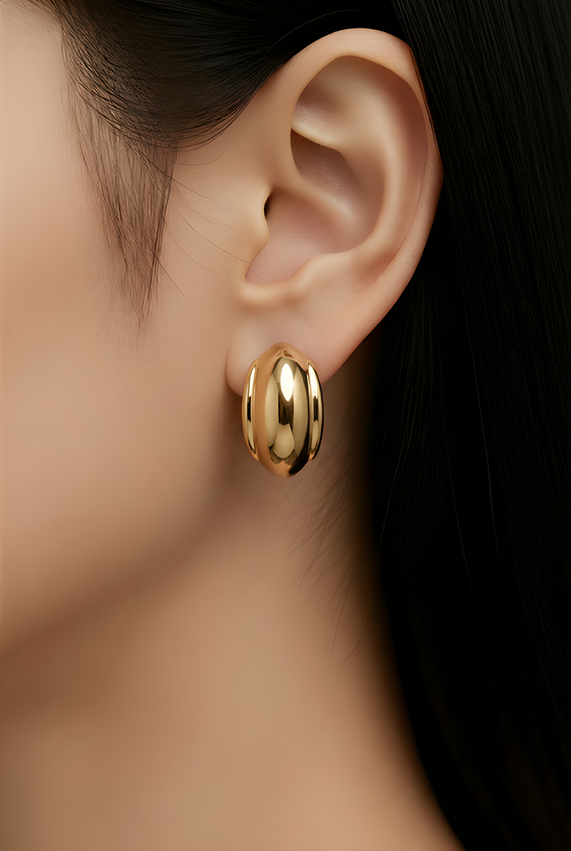 NNEH004 ZYN C & Round Shape Ear Hoops 3 Sets