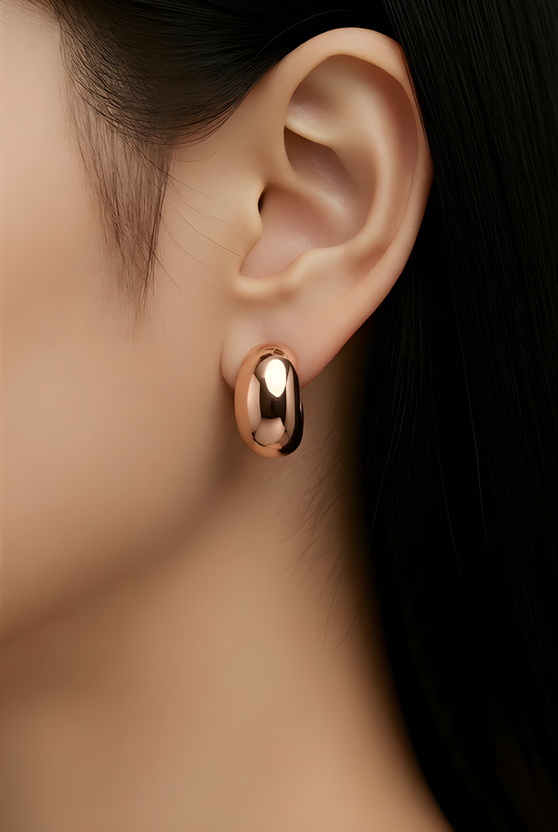 NNEH004 ZYN C & Round Shape Ear Hoops 3 Sets