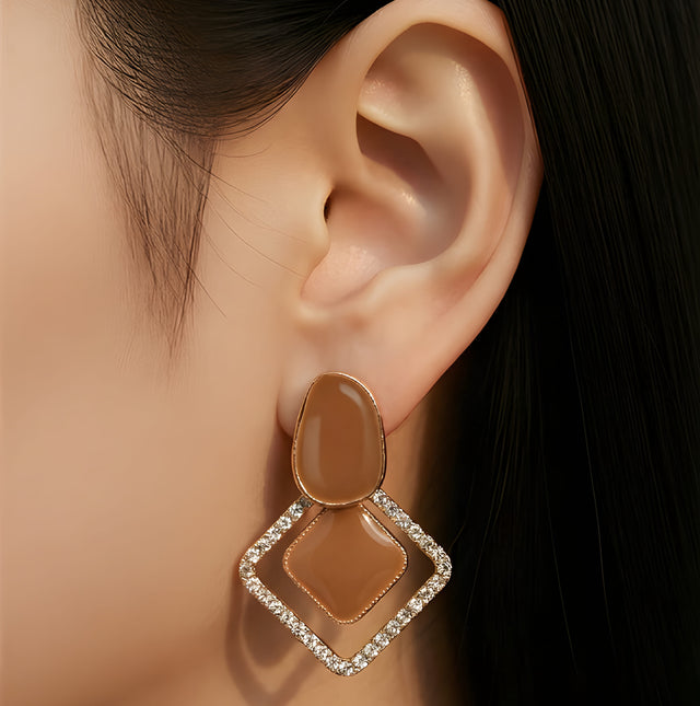 NNED016 ZYN Layer & Square Painted Earrings