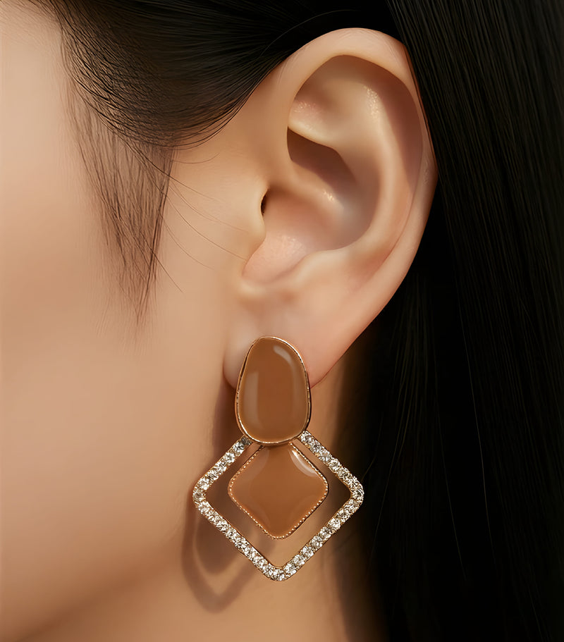 NNED016 ZYN Layer & Square Painted Earrings