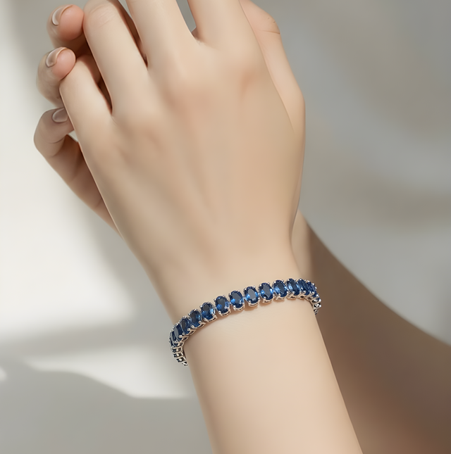 NNCB001 ZYN Sapphire Blue Stone Tennis Bracelet