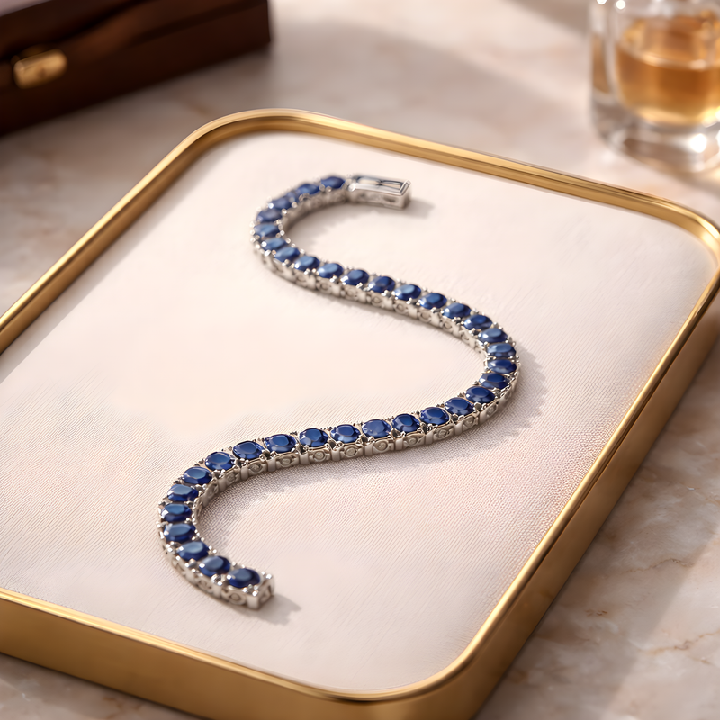 NNCB001 ZYN Sapphire Blue Stone Tennis Bracelet