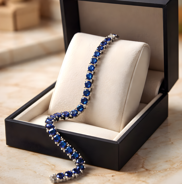 NNCB001 ZYN Sapphire Blue Stone Tennis Bracelet