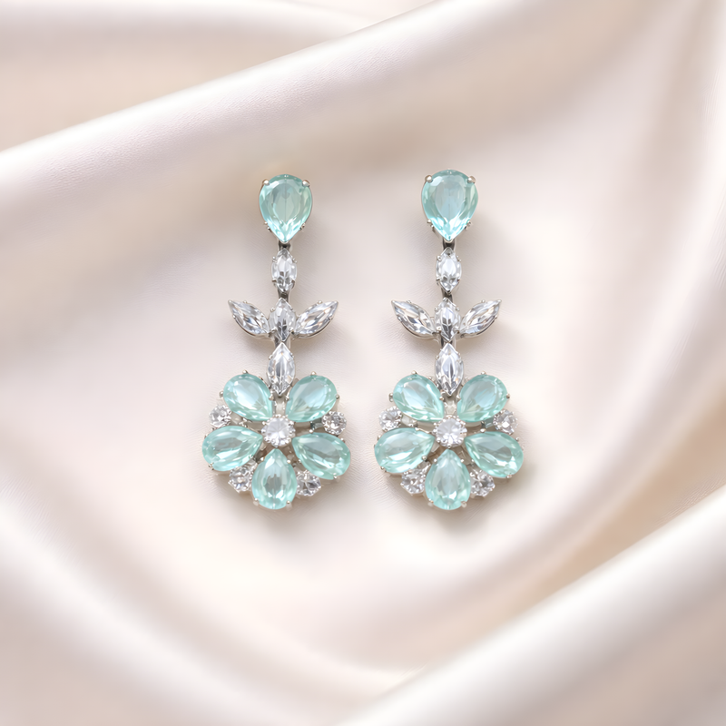 NNED027 ZYN Leaf & Flower Drop Earrings