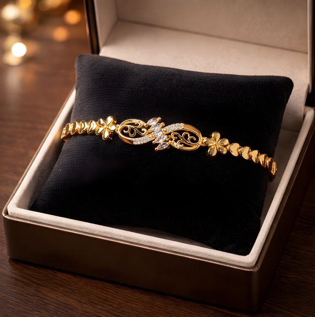 NNCB005 ZYN Elegant Crystal Oval Gold Bracelet