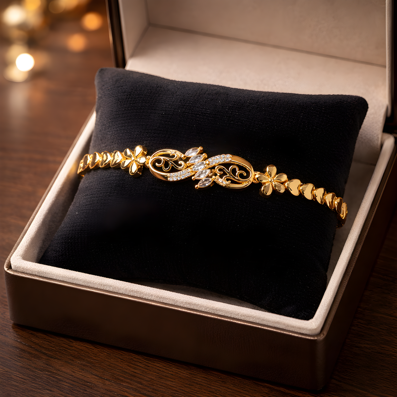 NNCB005 ZYN Elegant Crystal Oval Gold Bracelet