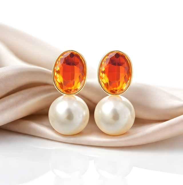 NNED045 ZYN Crystal Pearl Stud Earrings