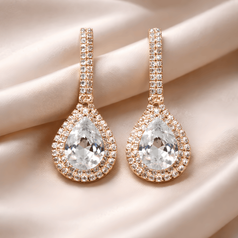 NNED044 ZYN Crystal Teardrop Drop Earrings