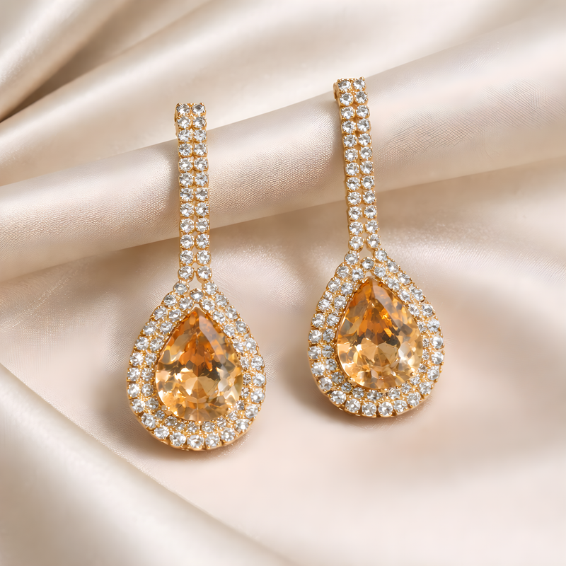 NNED044 ZYN Crystal Teardrop Drop Earrings