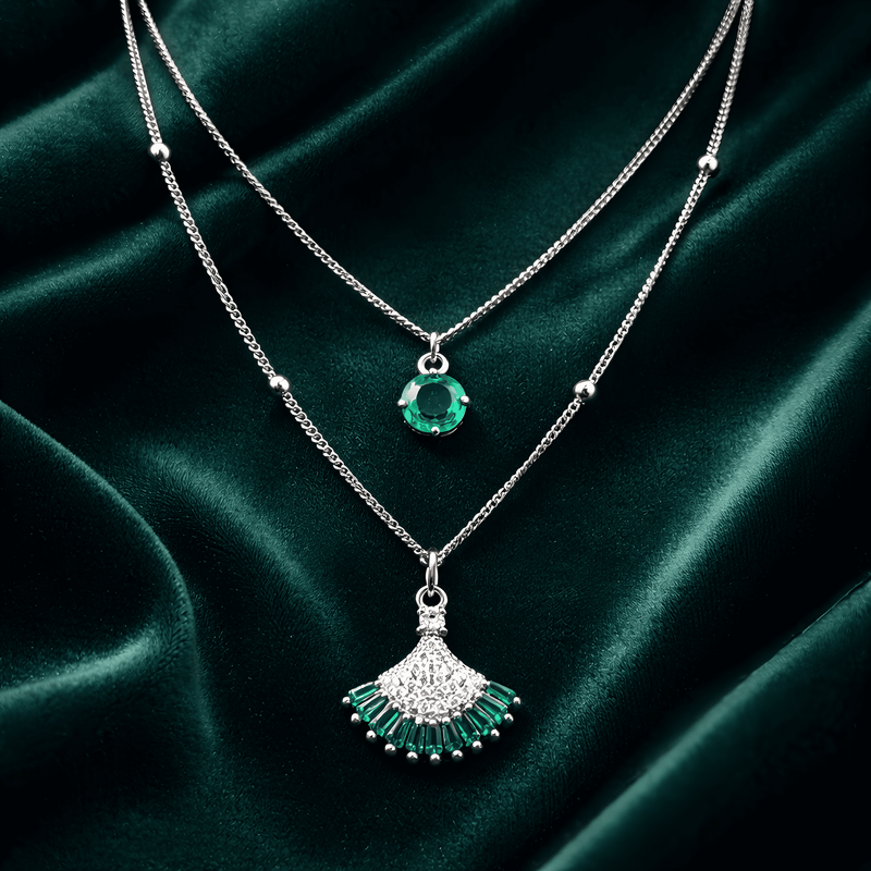 NNPN008 ZYN Layered Crystal Pendant Necklace