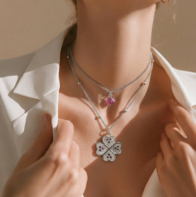 NNPN010 ZYN Layered Floral Crystal Necklace