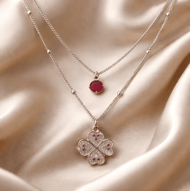 NNPN010 ZYN Layered Floral Crystal Necklace