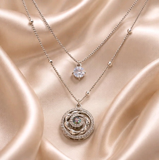 NNPN017 ZYN Layered Circle Bead Necklace