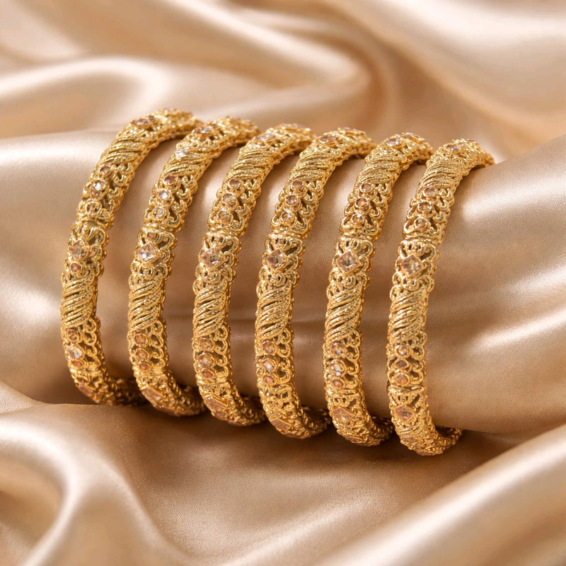 NNCK007 RZN Pink Beaded Bangles Set (6 Pcs)