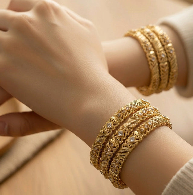 NNCK007 RZN Pink Beaded Bangles Set (6 Pcs)