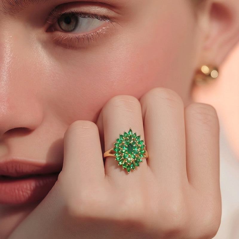 NNGR030 ZYN Leaf Stone Ring