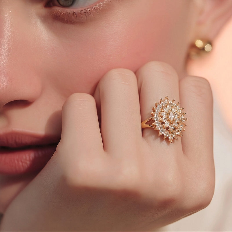 NNGR030 ZYN Leaf Stone Ring