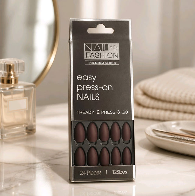 NNAN007 ZYN Espresso Matte Almond Press-On Nails