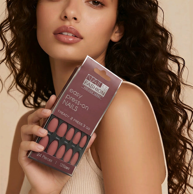 NNAN009 ZYN Dusty Rose Matte Almond Press-On Nails