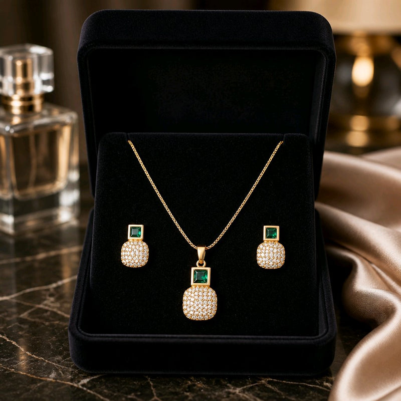 NNPS004 ZYN Emerald Glow Pendant Set