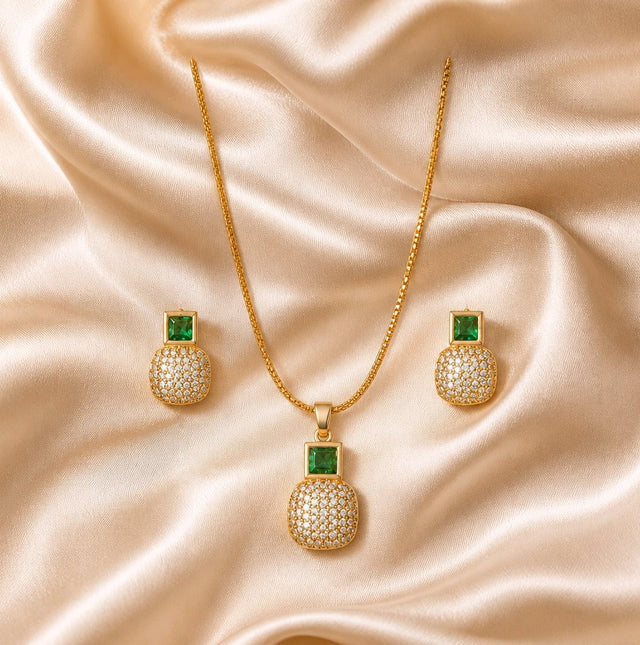 NNPS004 ZYN Emerald Glow Pendant Set