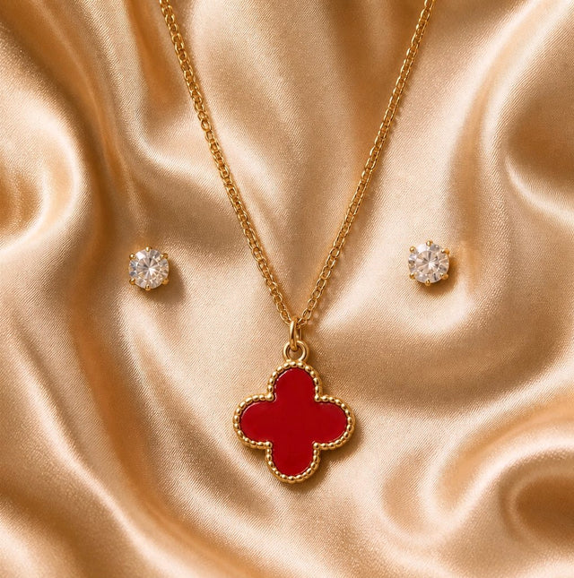 NNPS006 ZYN Noir Clover Pendant Set