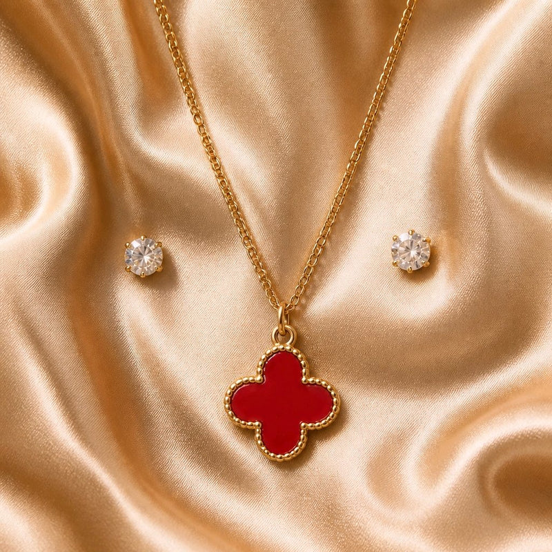 NNPS006 ZYN Noir Clover Pendant Set