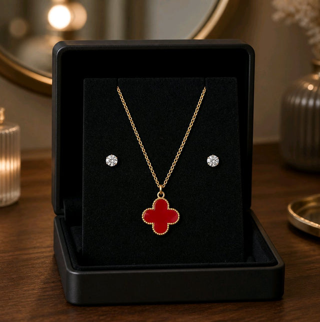 NNPS006 ZYN Noir Clover Pendant Set