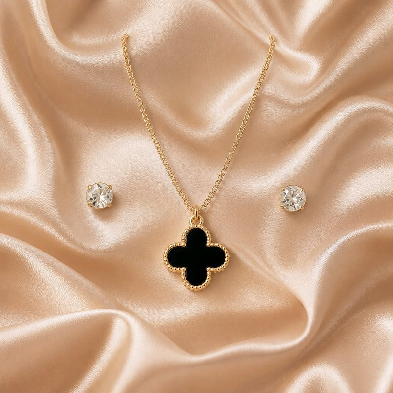 NNPS006 ZYN Noir Clover Pendant Set
