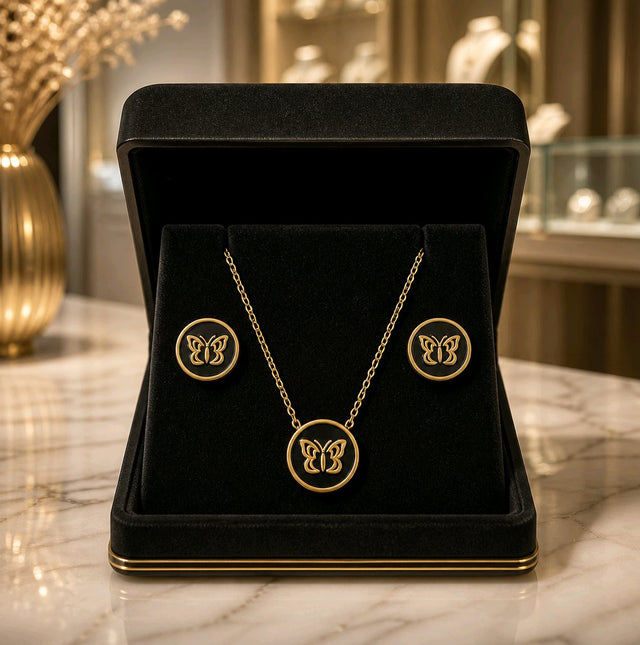 NNPS007 ZYN Noir Butterfly Pendant Set
