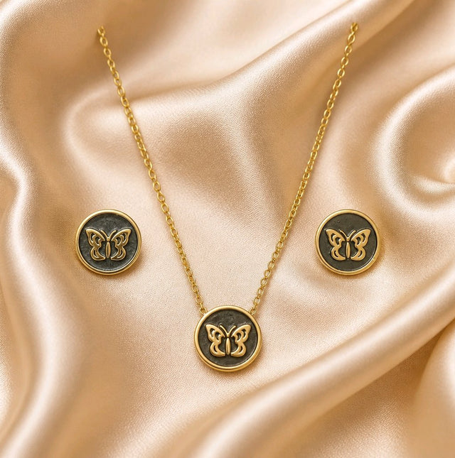 NNPS007 ZYN Noir Butterfly Pendant Set