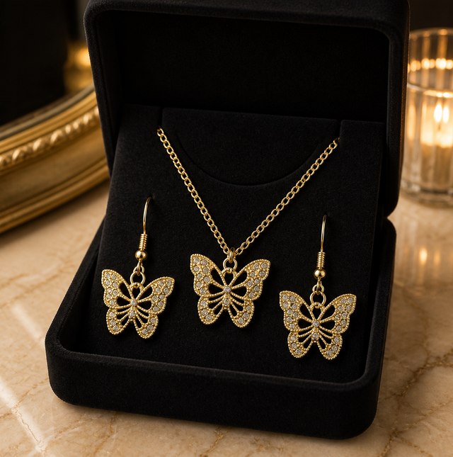 NNPS015 – ZYN Golden Butterfly Pendant Set