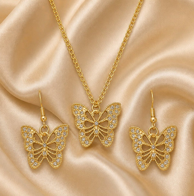NNPS015 – ZYN Golden Butterfly Pendant Set