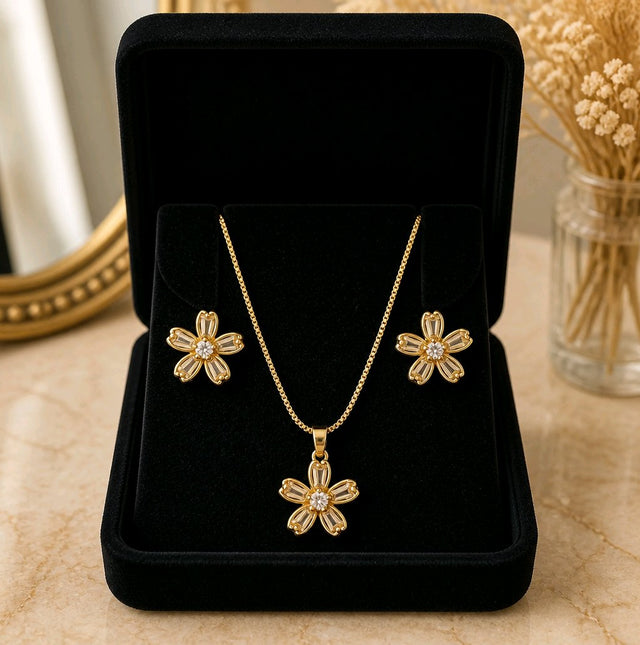 NNPS018 – ZYN Golden Blossom Pendant Set