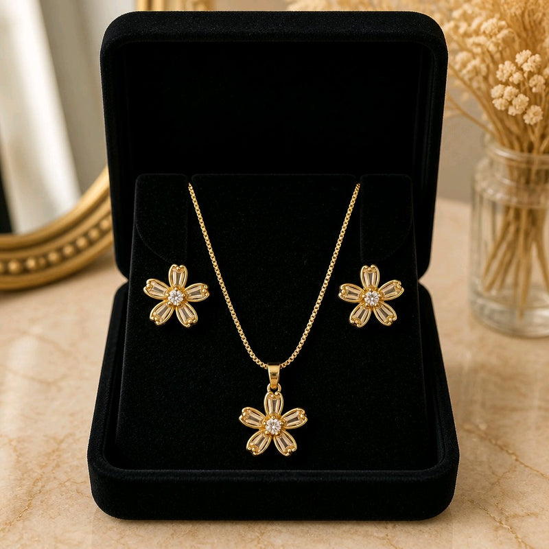 NNPS018 – ZYN Golden Blossom Pendant Set